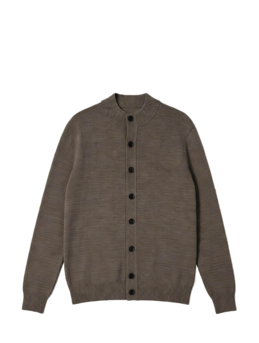 SuitSupply Merino Wool Button-Through Funnel Neck Cardigan Taupe XXL